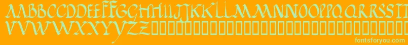 JGJRR   -Schriftart – Grüne Schriften auf orangefarbenem Hintergrund