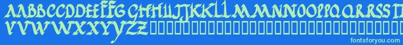 JGJRRB   Font – Green Fonts on Blue Background