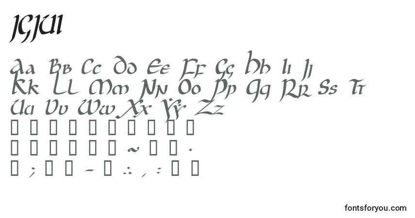 Schriftart JGJUI    (130832) – Alphabet, Zahlen, spezielle Symbole