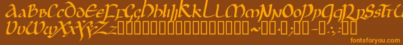 フォントJGJUI    – オレンジ色の文字が茶色の背景にあります。