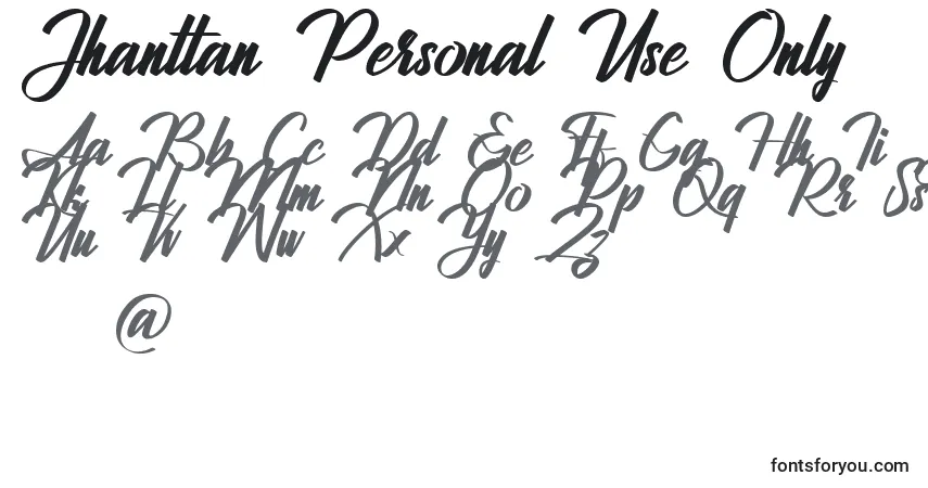 Czcionka Jhanttan Personal Use Only – alfabet, cyfry, specjalne znaki