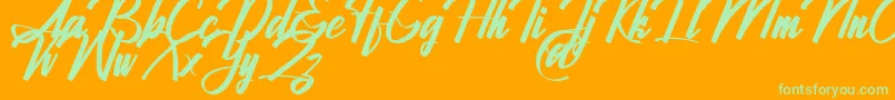 Jhanttan Personal Use Only Font – Green Fonts on Orange Background