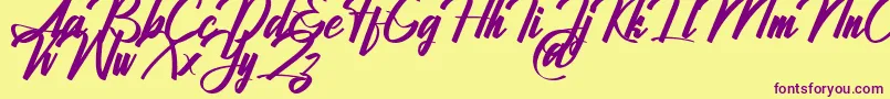 Jhanttan Personal Use Only Font – Purple Fonts on Yellow Background