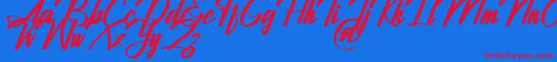 Jhanttan Personal Use Only Font – Red Fonts on Blue Background