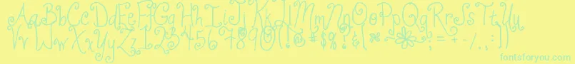 フォントJheri Curls – 黄色い背景に緑の文字