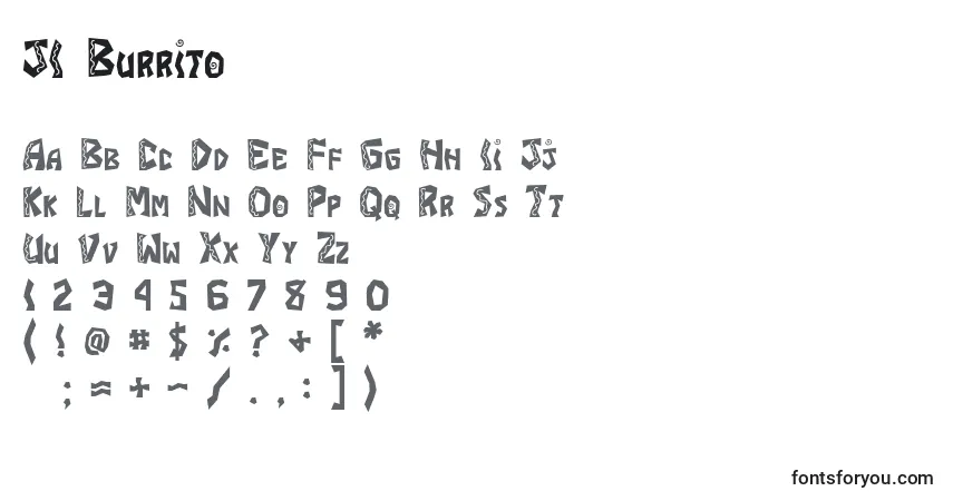 Czcionka JI Burrito – alfabet, cyfry, specjalne znaki