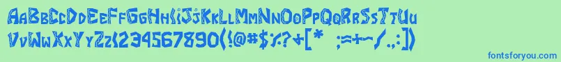 フォントJI Burrito – 青い文字は緑の背景です。