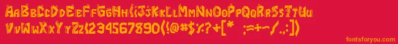 フォントJI Chimichanga – 赤い背景にオレンジの文字