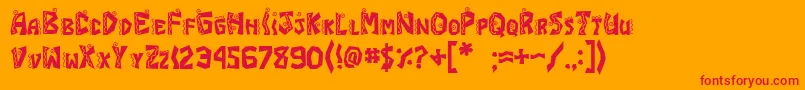 フォントJI Chimichanga – オレンジの背景に赤い文字