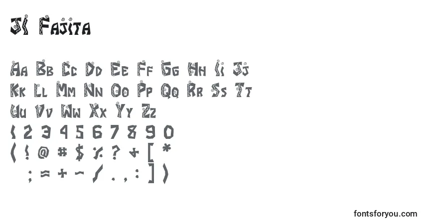 Czcionka JI Fajita – alfabet, cyfry, specjalne znaki