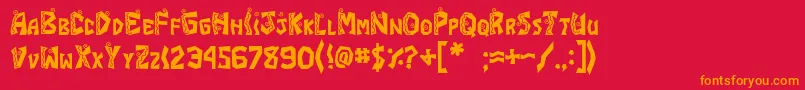 フォントJI Fajita – 赤い背景にオレンジの文字