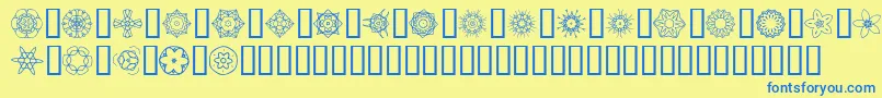 Fonte JI Kaleidoscope Bats 2 – fontes azuis em um fundo amarelo