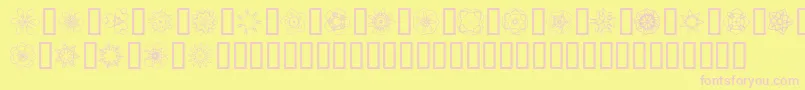 フォントJI Kaleidoscope Bats 3 – ピンクのフォント、黄色の背景