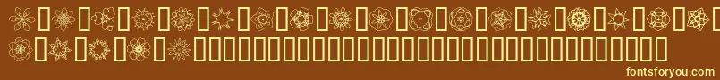 JI Kaleidoscope Bats 3-fontti – keltaiset fontit ruskealla taustalla