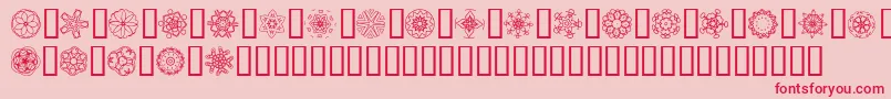 フォントJI Kaleidoscope Bats 5 – ピンクの背景に赤い文字
