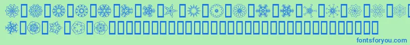 JI Kaleidoscope Bats Font – Blue Fonts on Green Background