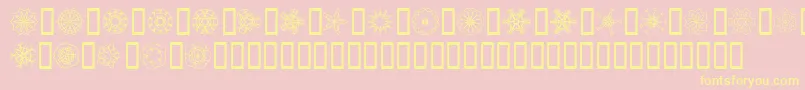 JI Kaleidoscope Bats-Schriftart – Gelbe Schriften auf rosa Hintergrund