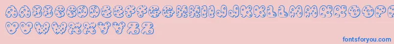 JI Swiss Cheese-Schriftart – Blaue Schriften auf rosa Hintergrund