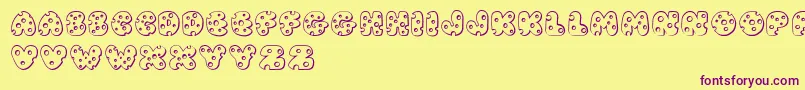 JI Swiss Cheese Font – Purple Fonts on Yellow Background