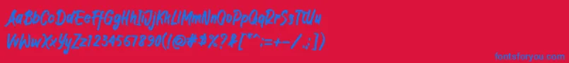 フォントJIANGKRIK – 赤い背景に青い文字
