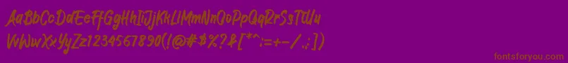 フォントJIANGKRIK – 紫色の背景に茶色のフォント
