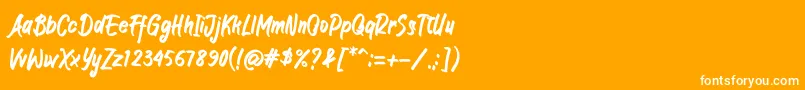 JIANGKRIK-Schriftart – Weiße Schriften auf orangefarbenem Hintergrund