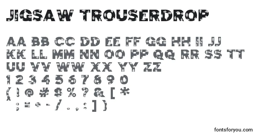 Jigsaw trouserdrop-fontti – aakkoset, numerot, erikoismerkit