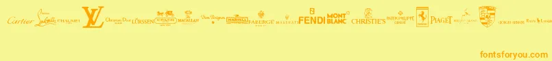 LuxuryBrands Font – Orange Fonts on Yellow Background