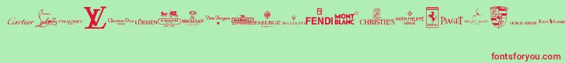 LuxuryBrands Font – Red Fonts on Green Background