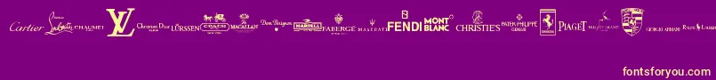 LuxuryBrands Font – Yellow Fonts on Purple Background