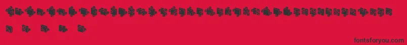フォントJigsawPuzzles3DFilled – 赤い背景に黒い文字