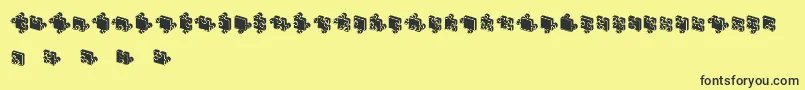 Шрифт JigsawPuzzles3DFilled – чёрные шрифты на жёлтом фоне