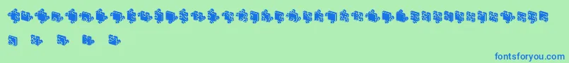 Шрифт JigsawPuzzles3DFilled – синие шрифты на зелёном фоне