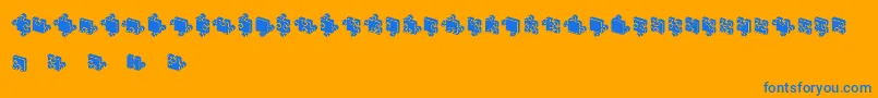 Czcionka JigsawPuzzles3DFilled – niebieskie czcionki na pomarańczowym tle