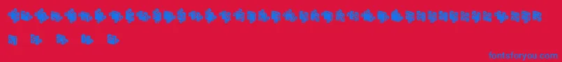 Czcionka JigsawPuzzles3DFilled – niebieskie czcionki na czerwonym tle