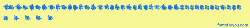 Шрифт JigsawPuzzles3DFilled – синие шрифты на жёлтом фоне
