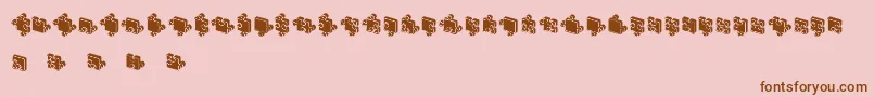 フォントJigsawPuzzles3DFilled – ピンクの背景に茶色のフォント