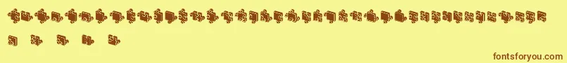 フォントJigsawPuzzles3DFilled – 茶色の文字が黄色の背景にあります。