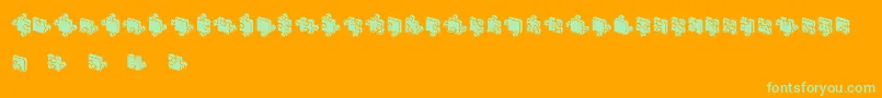 Шрифт JigsawPuzzles3DFilled – зелёные шрифты на оранжевом фоне