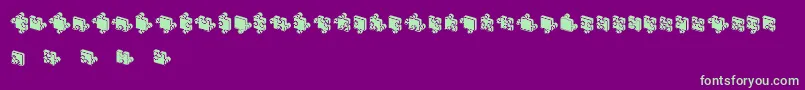 Шрифт JigsawPuzzles3DFilled – зелёные шрифты на фиолетовом фоне