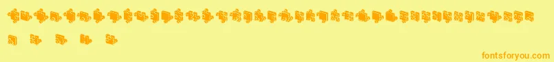 フォントJigsawPuzzles3DFilled – オレンジの文字が黄色の背景にあります。