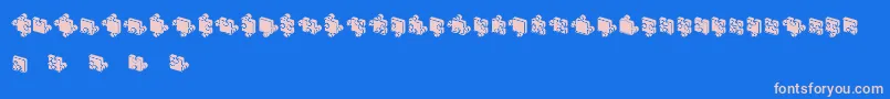 フォントJigsawPuzzles3DFilled – ピンクの文字、青い背景