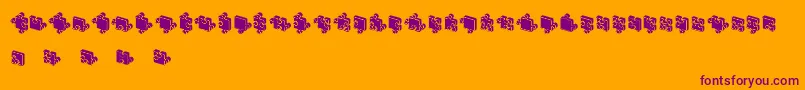 Шрифт JigsawPuzzles3DFilled – фиолетовые шрифты на оранжевом фоне