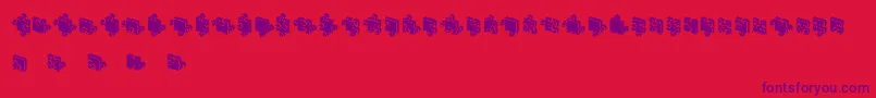 Czcionka JigsawPuzzles3DFilled – fioletowe czcionki na czerwonym tle