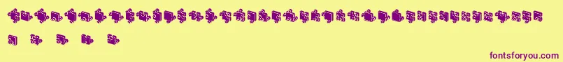 Шрифт JigsawPuzzles3DFilled – фиолетовые шрифты на жёлтом фоне