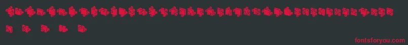 フォントJigsawPuzzles3DFilled – 黒い背景に赤い文字