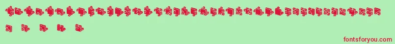 Czcionka JigsawPuzzles3DFilled – czerwone czcionki na zielonym tle
