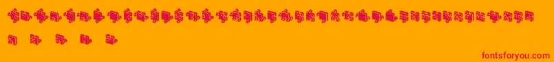 フォントJigsawPuzzles3DFilled – オレンジの背景に赤い文字