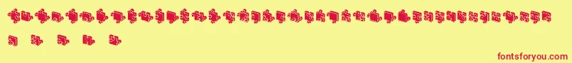 JigsawPuzzles3DFilled-fontti – punaiset fontit keltaisella taustalla