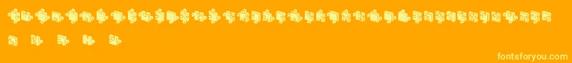 JigsawPuzzles3DFilled-fontti – keltaiset fontit oranssilla taustalla